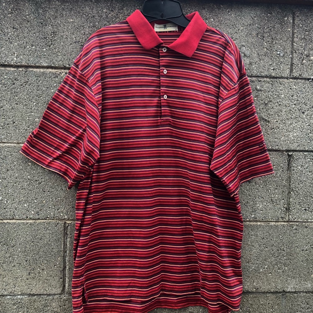 Fairway And Greene Red Stripe Golf Shirt Size L